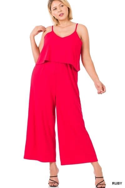 Ribbed Jumpsuit - Ruby Red