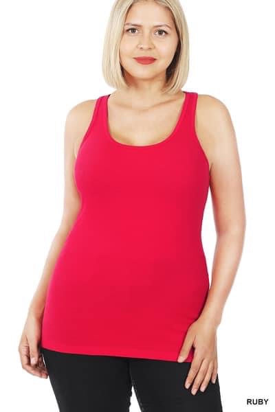 Racer Back Cotton Rib Tank - Ruby Red