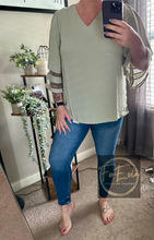 Load image into Gallery viewer, Mesh Bell Sleeve Top - Light Sage
