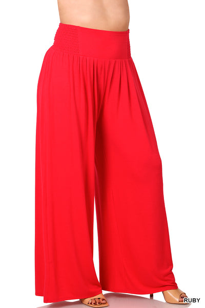 High Waisted Wide Leg Pants - Ruby Red